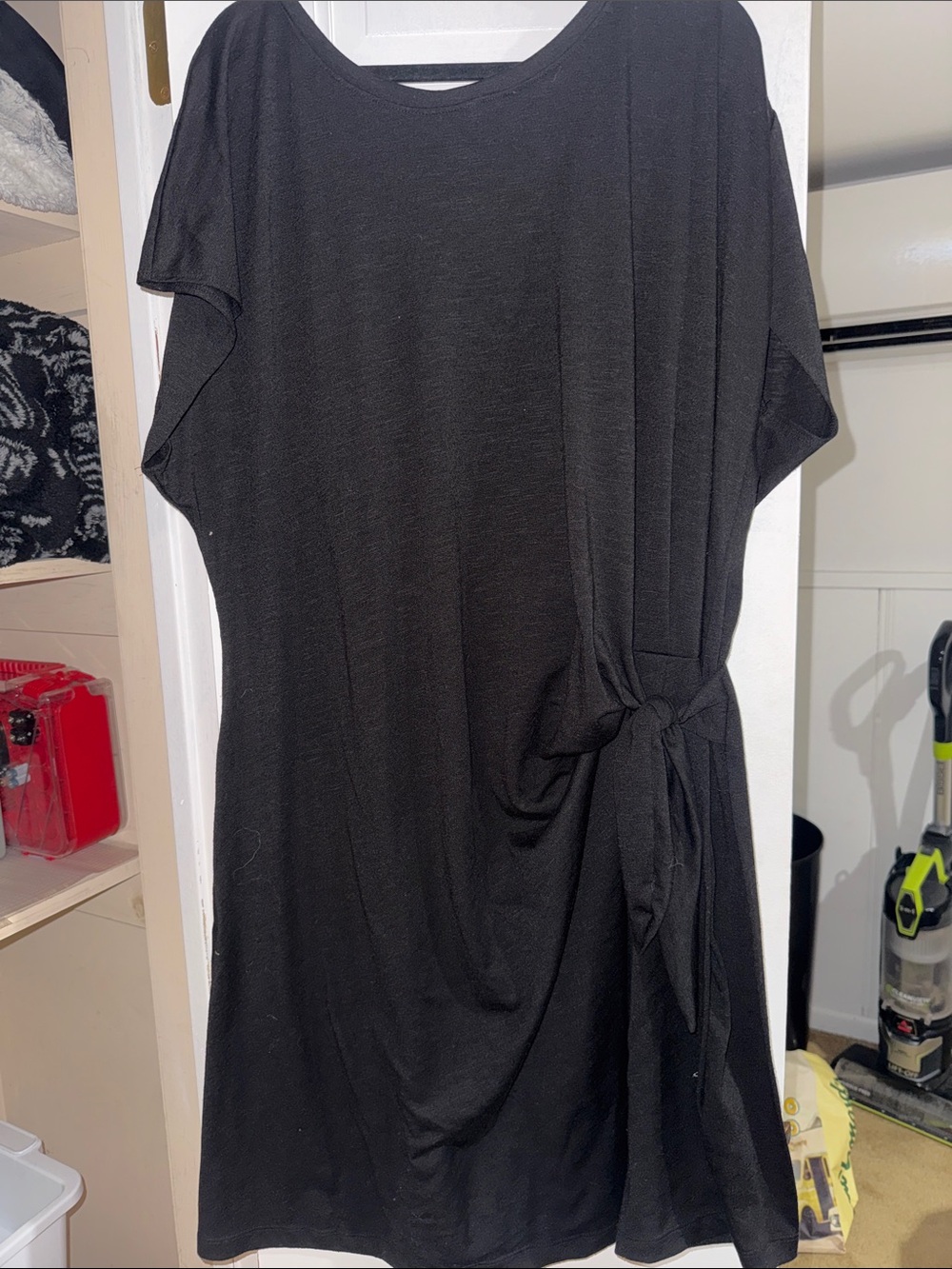 Nicole Miller Black Side-Tie Tunic Top